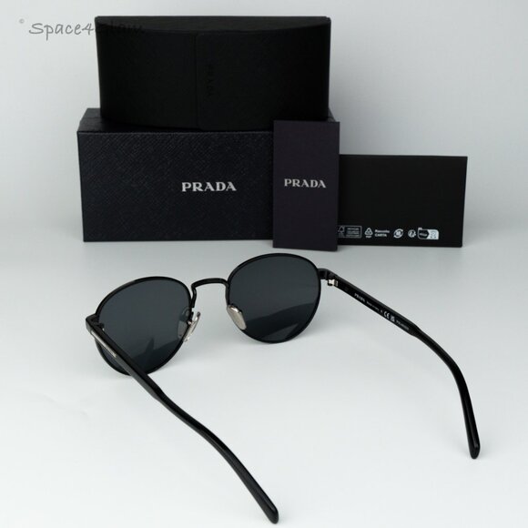 Prada Men Sunglasses Black Polarized Round PRB51S 1AB5Z1 NEW AUTHENTIC - Picture 8 of 11